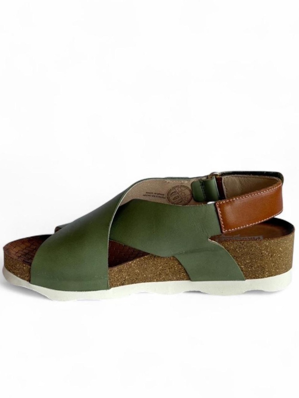 PIKOLINOS Olive Green and Brown Crossband MAHON Wedge Sandals - Picture 6 of 8